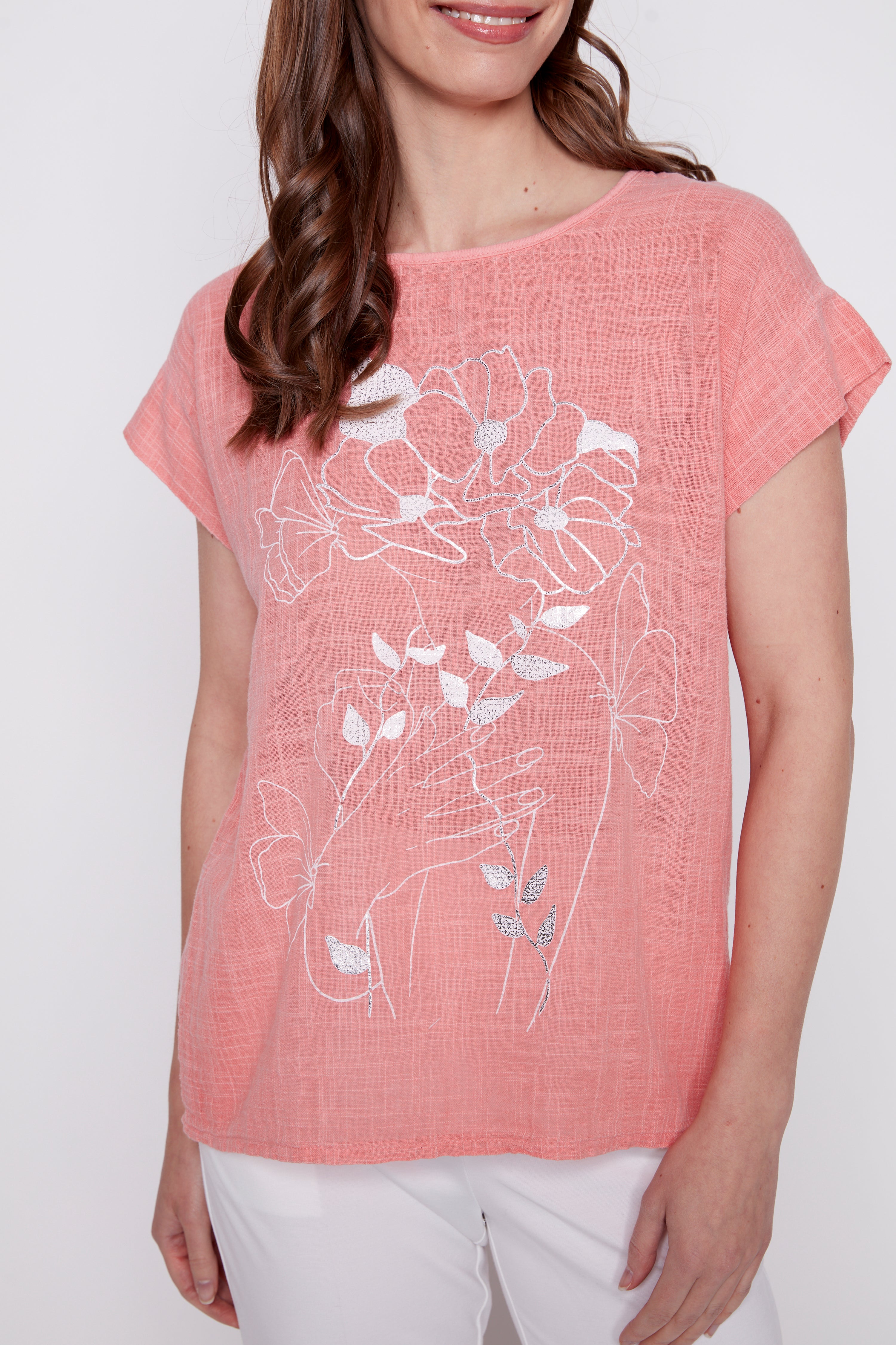 Abstract fairy print cotton gauze top