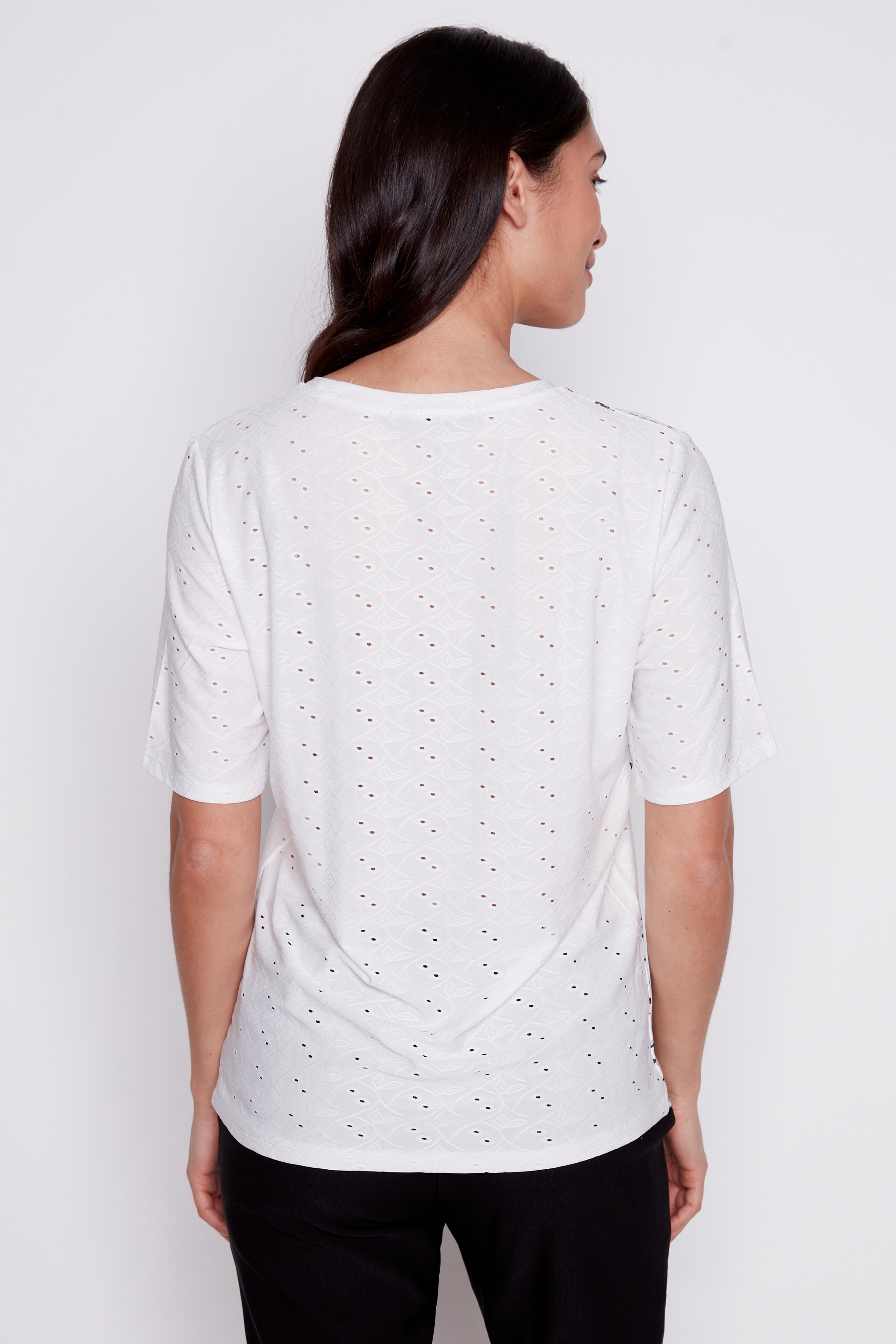 Printed eyelet top