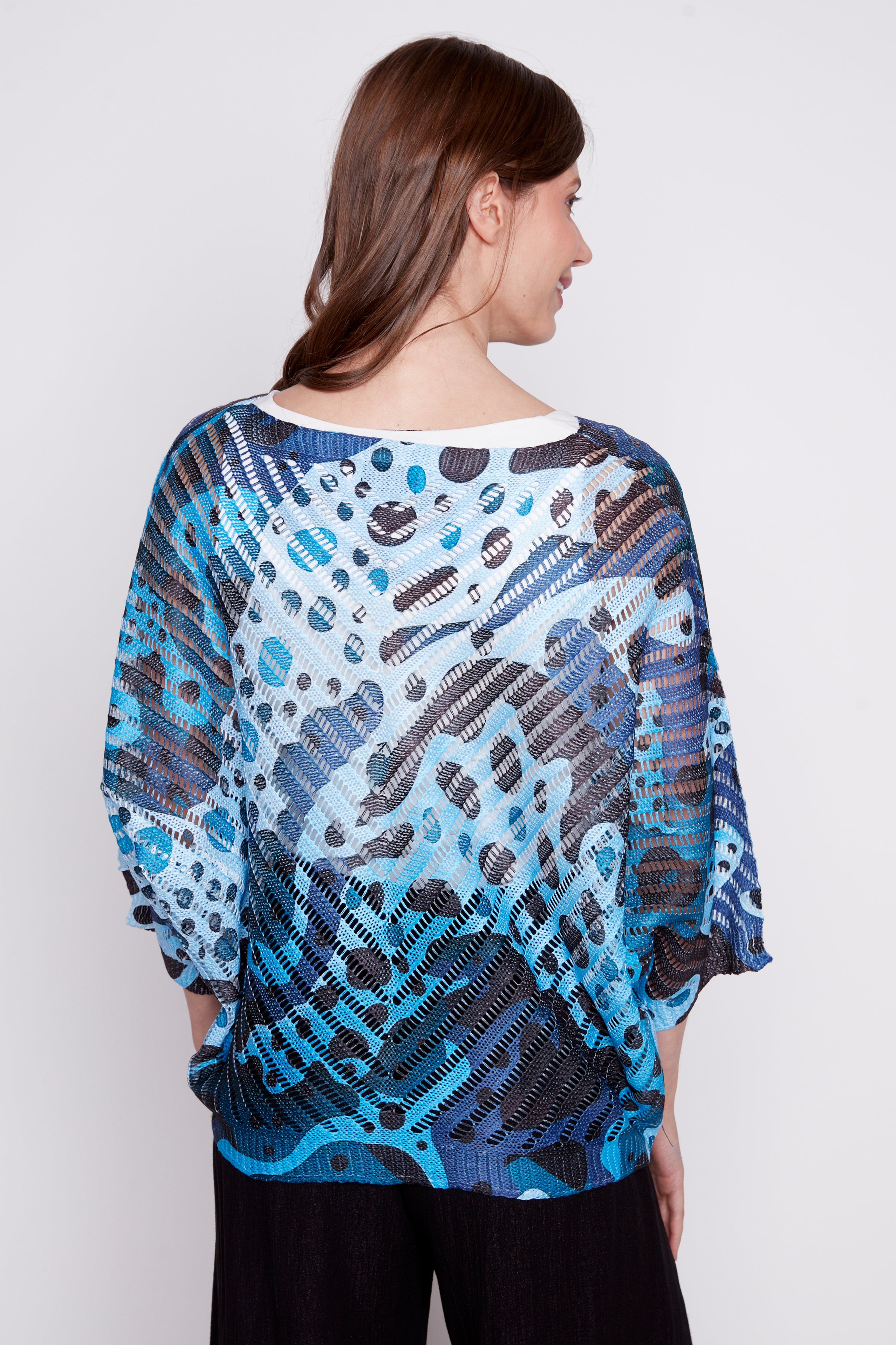 Abstract bubbles print crochet top