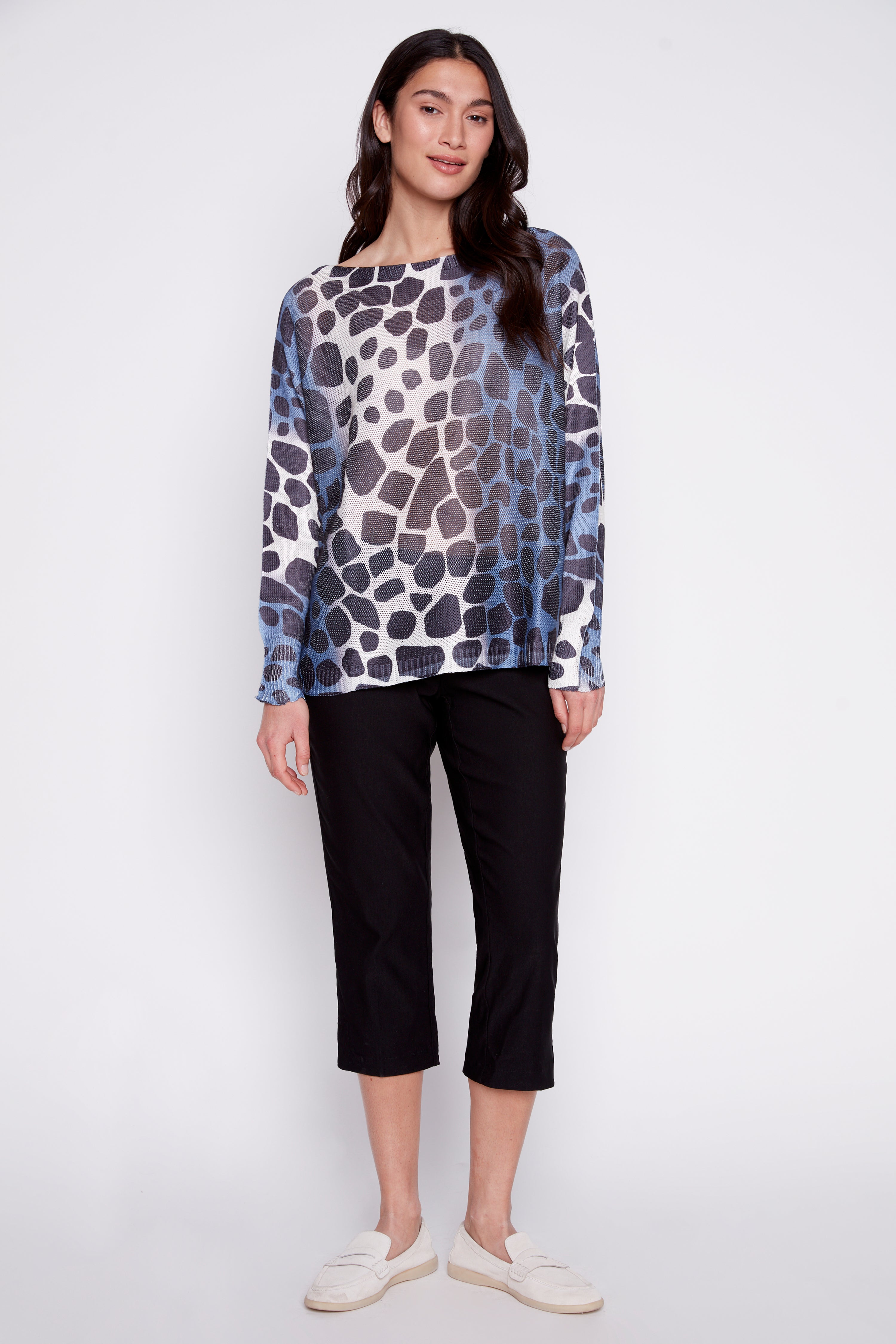 Animal print knit sweater