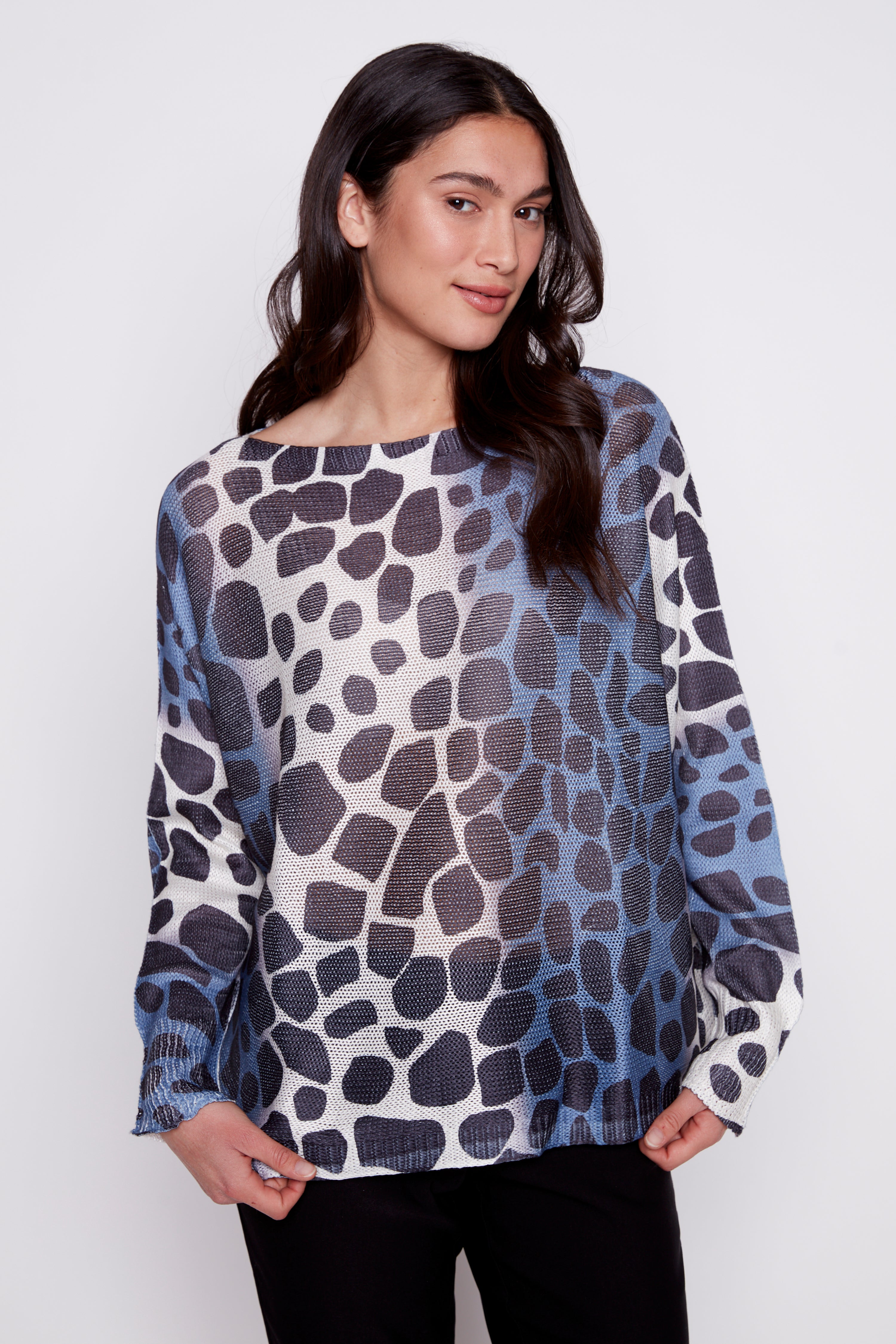 Animal print knit sweater