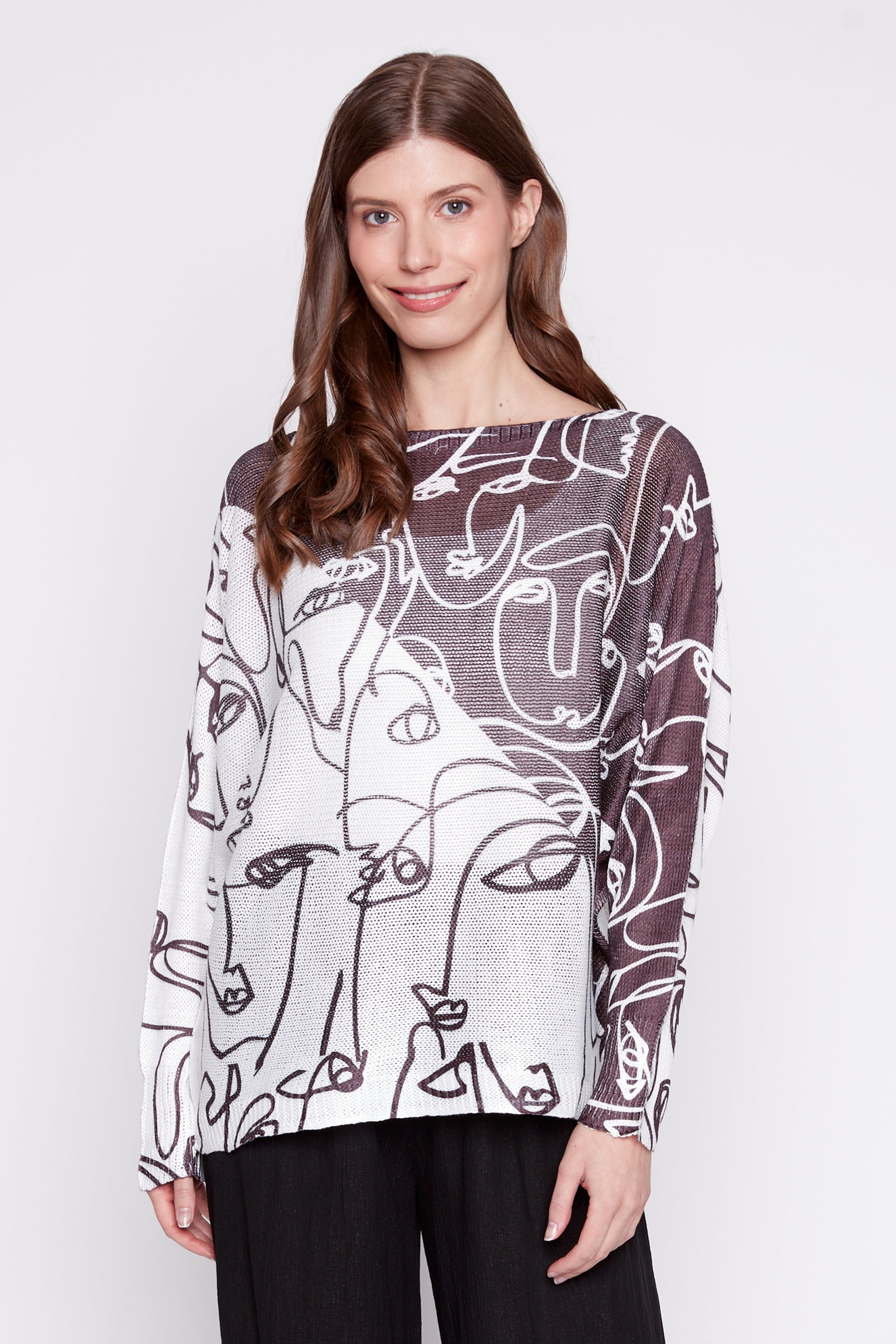 Picasso print knit print sweater