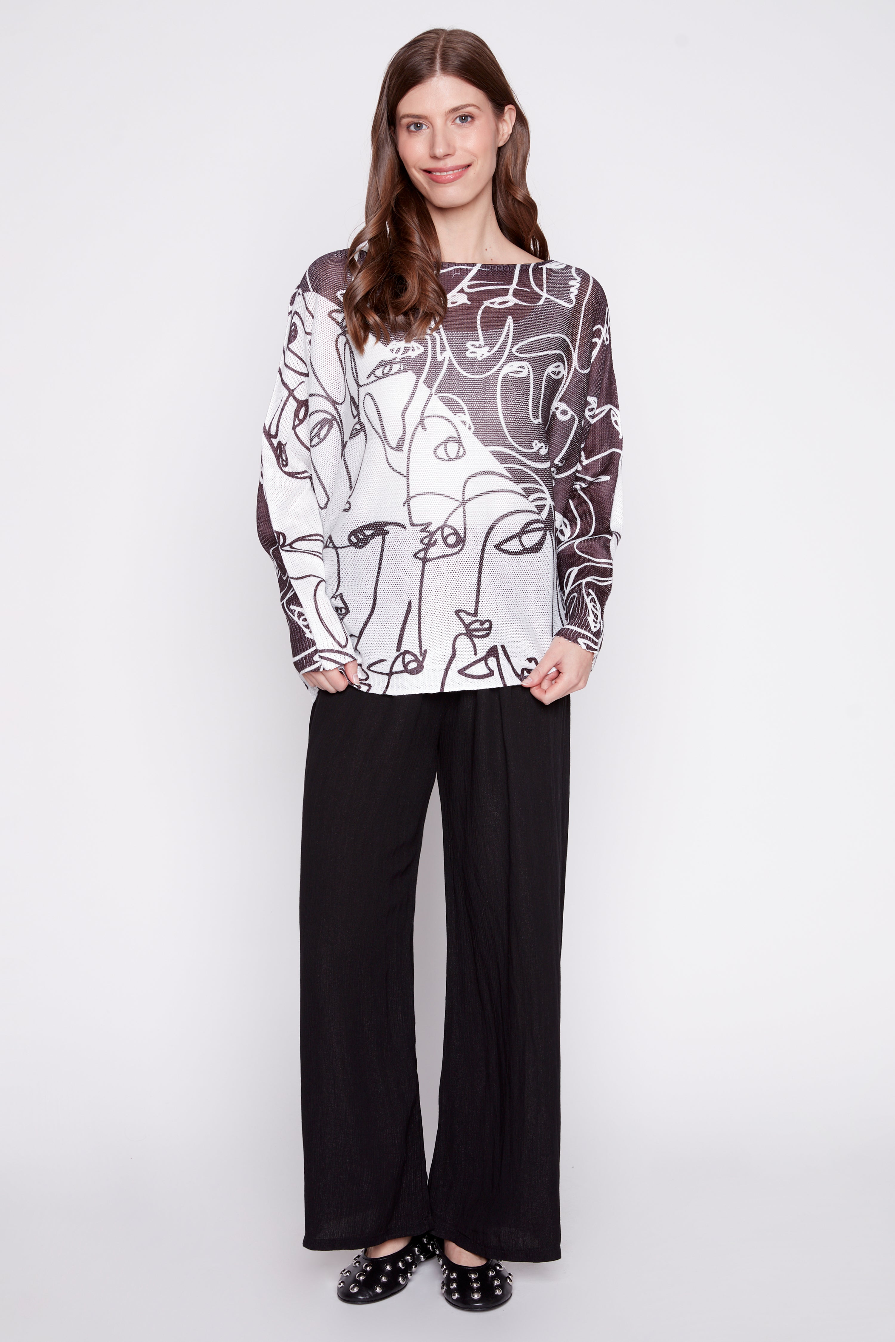 Picasso print knit print sweater